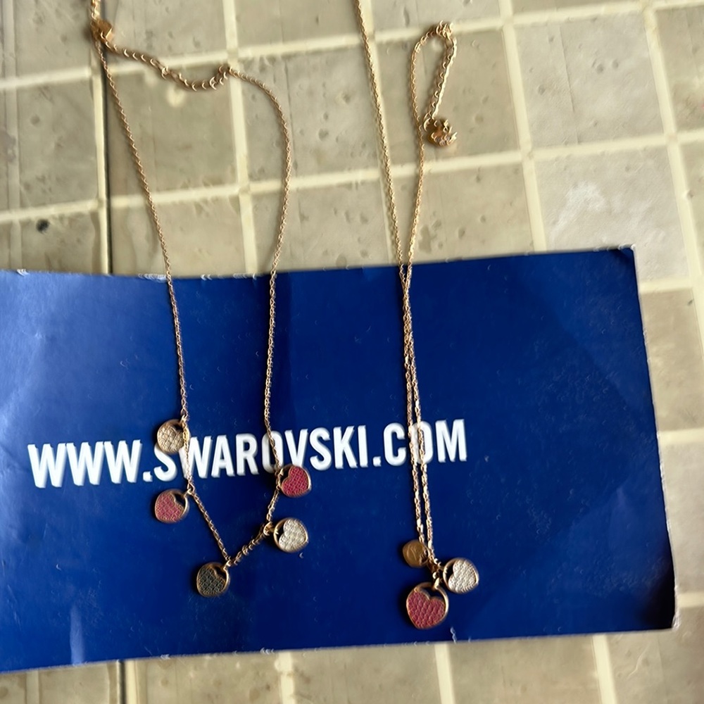Swarovski two gold necklaces/bracelet